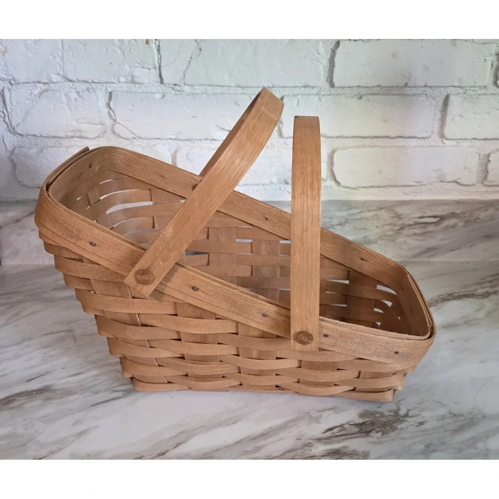 Longaberger 1988 Vintage Carrying‎ Vegetable Basket Swing Handles 80's Signed